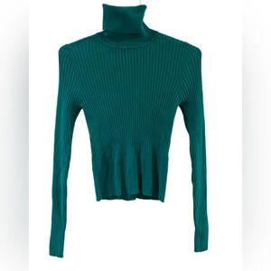ZARA Cropped Turtleneck Size Small Turquoise EUC